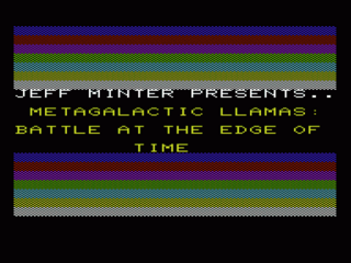 MetaGalactic Llamas: Battle at the Edge of Time title screen for Vic-20